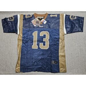 Vintage St. Louis Rams Jersey Mens XL Blue NFL Football Warner 13 Jeff Hamilton